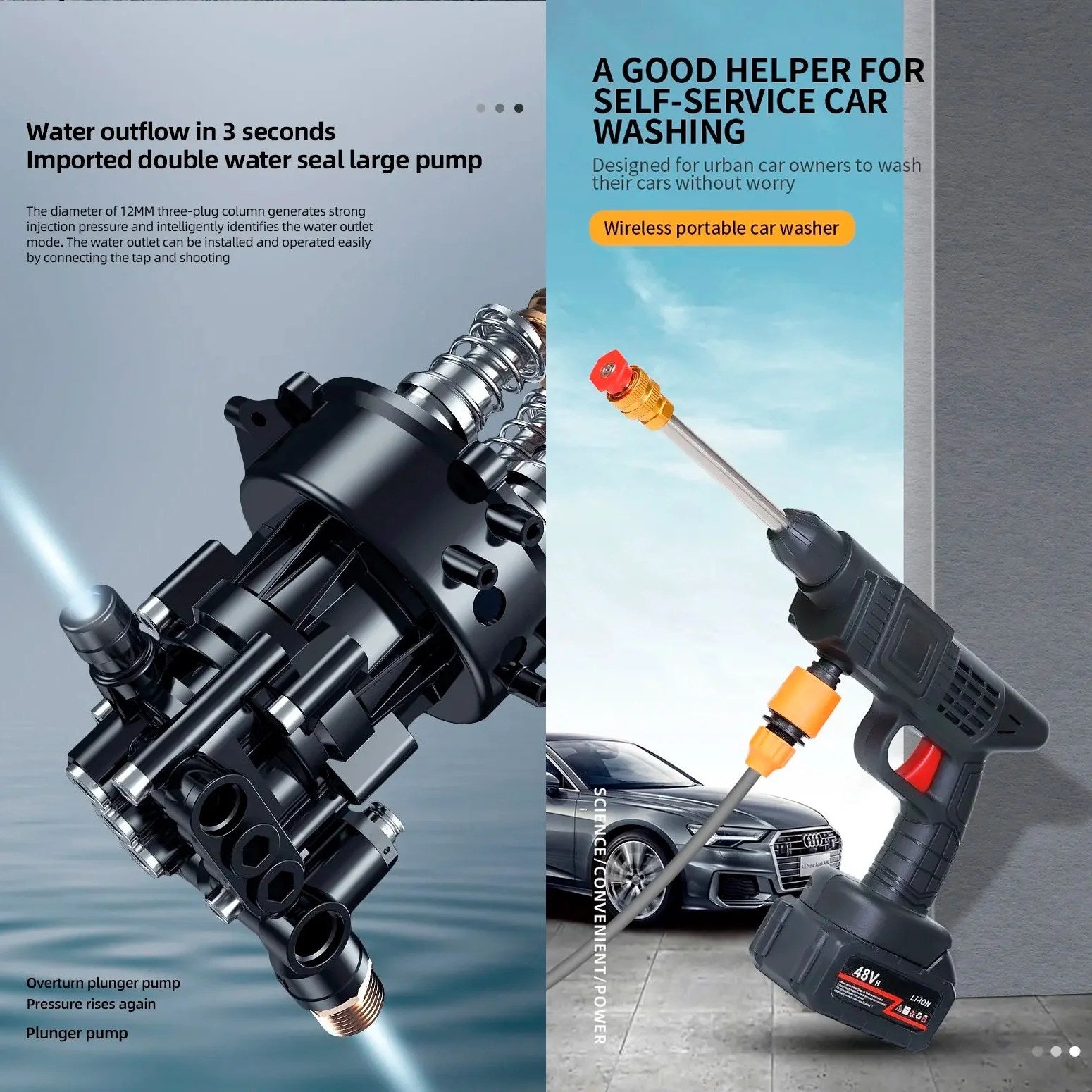 Hidrolavadora portátil inalámbrica alta presión 3 niveles