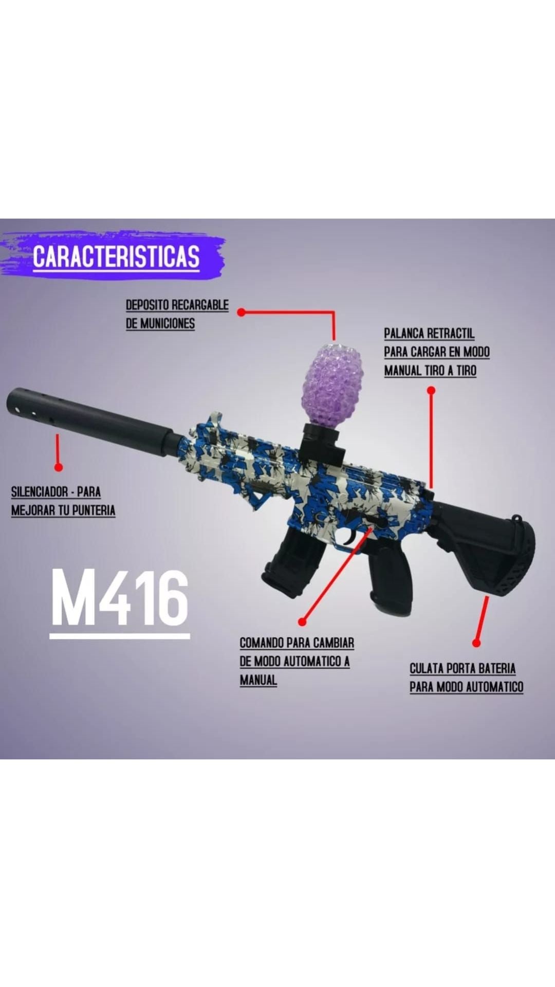 Ametralladora balas hidrogel